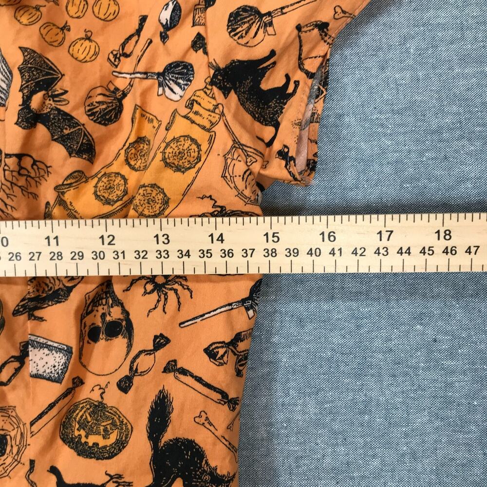 Unique Vintage Magnolia Park Small Button Up Bow Blouse Halloween Cat Skull Bat - Picture 7 of 7